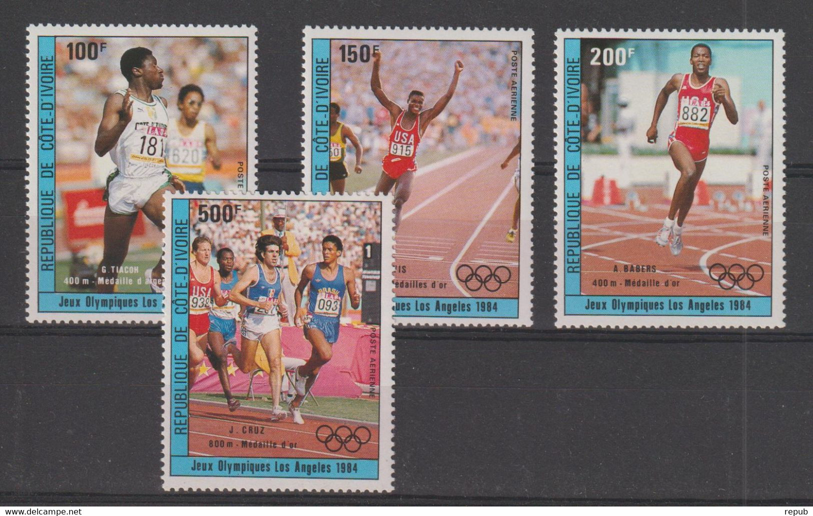 Cote D'Ivoire 1984 Sports JO Los Angeles PA 90-93 4 Val ** MNH - Côte D'Ivoire (1960-...)