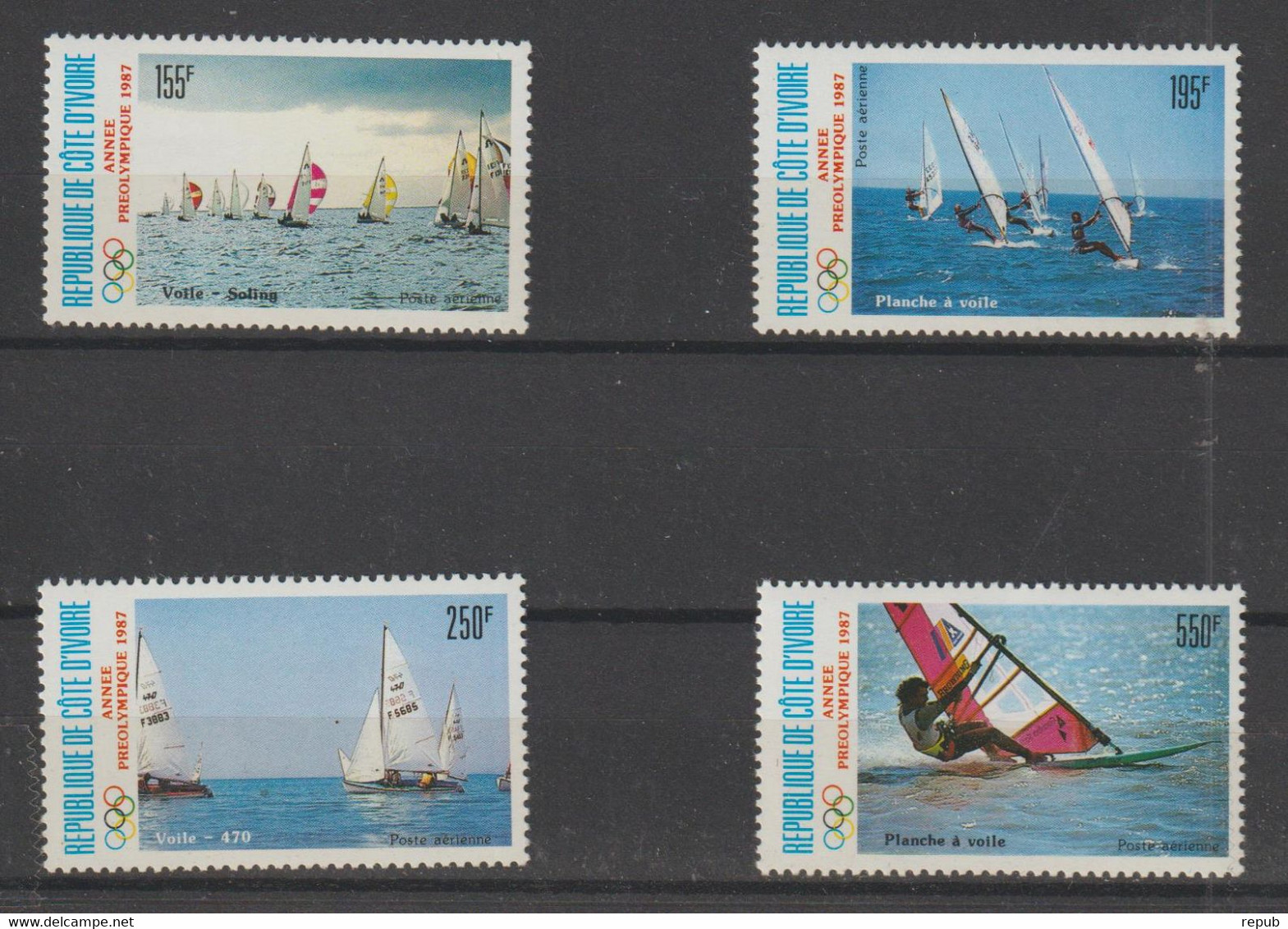 Cote D'Ivoire 1987 Voile JO Séoul PA 113-116 4 Val ** MNH - Ivory Coast (1960-...)