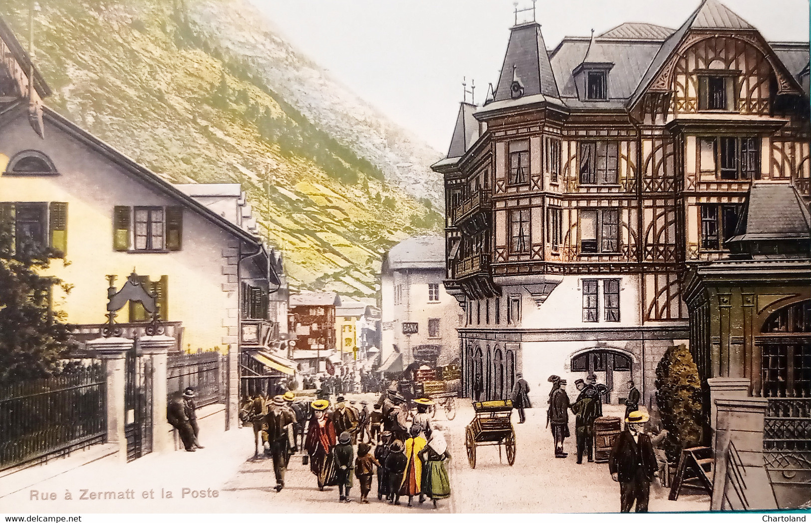 Cartolina - Svizzera - Rue à Zermatt Et La Poste - 1900 Ca. - Non Classificati
