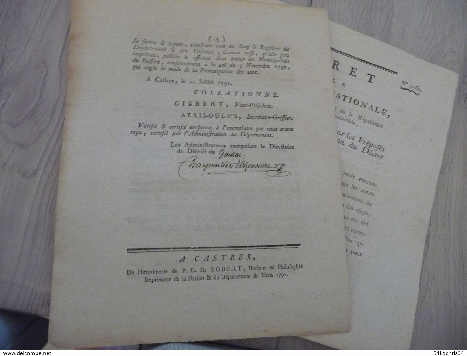 Révolution Loi 29/06/1791 Qui Indique Les Formalités Pour Sortir Du Royaume Autographes Charpentier Gaillac - Décrets & Lois