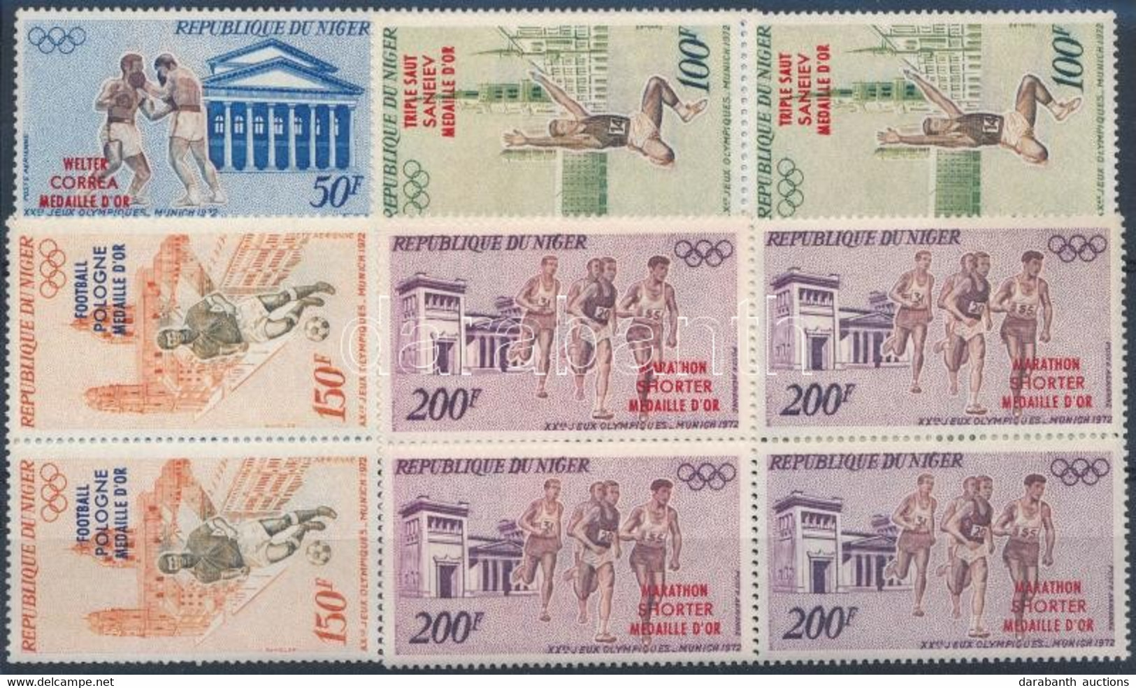 ** 1972 Nyári Olimpia Aranyérmesei; München Sor Négyestömbökben Mi 348-351 - Other & Unclassified