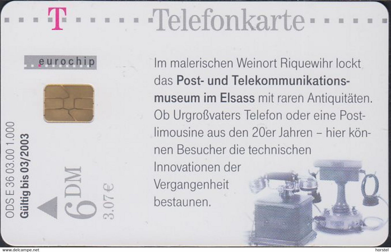 GERMANY E36/00  Post- Und Telekommunikationsmuseum Im Elsass - Altes Telefon - Mint Auflage 1.000 Stück - E-Series: Editionsausgabe Der Dt. Postreklame