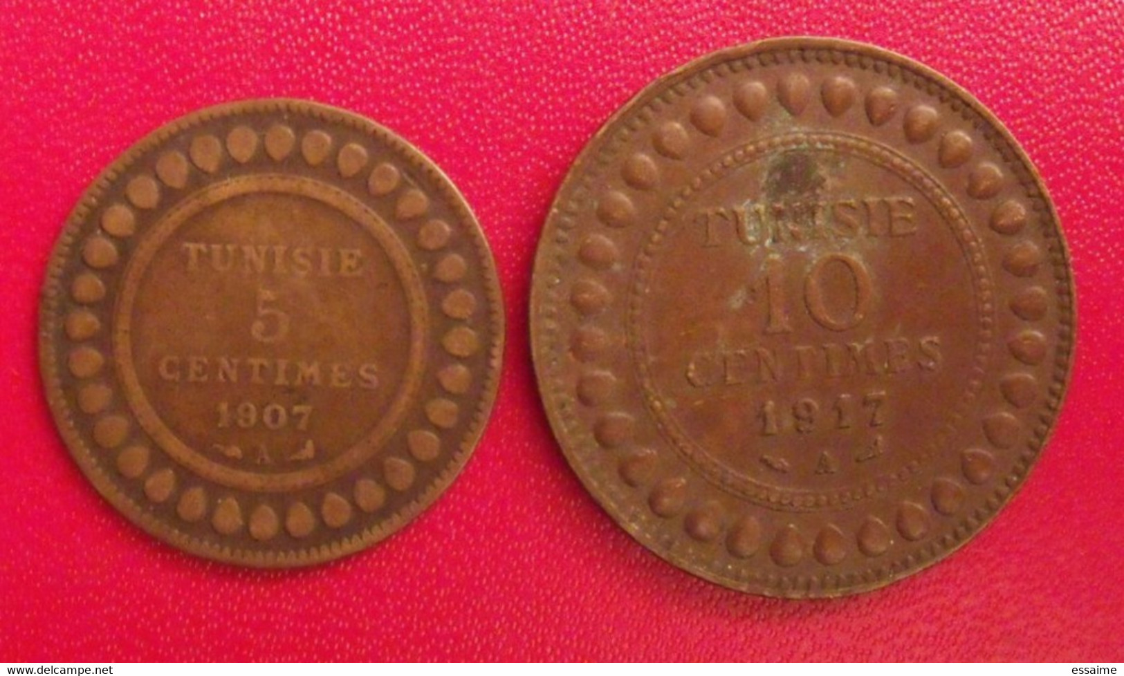2 Pièces De Tunisie. 5 Centimes 1907, 10 Centimes 1917 - Tunisia