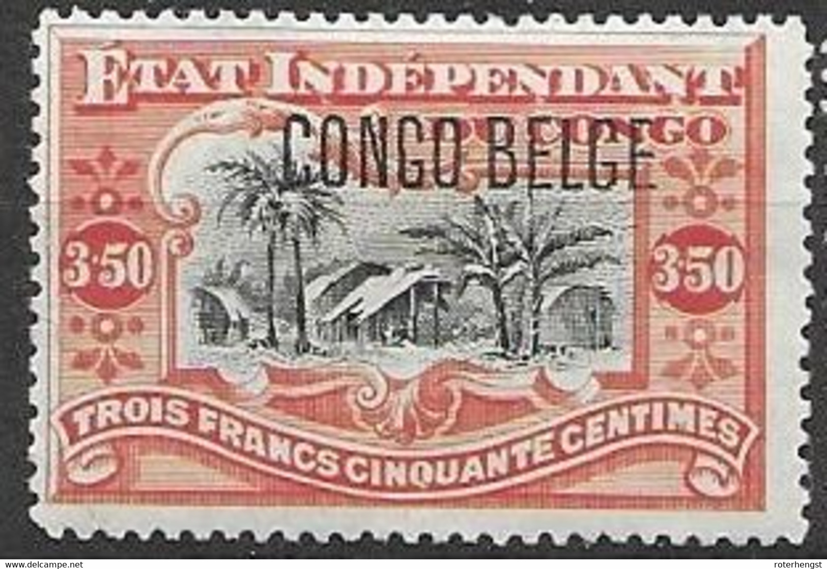 1909 Belgium Congo Mint Hinged *  40 Euros With Overprint Type III - Nuovi
