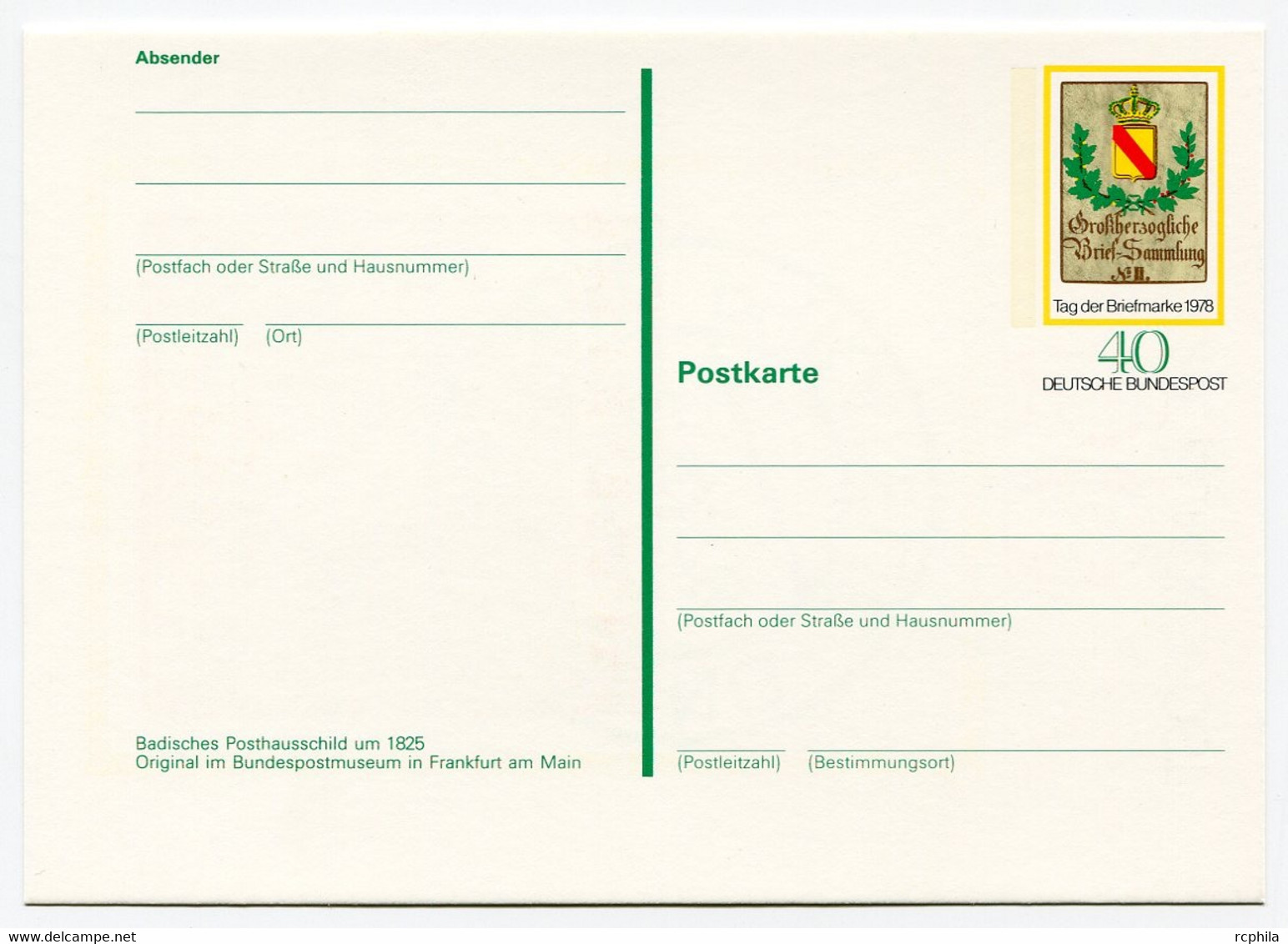 RC 19930 ALLEMAGNE 1978 ENTIER JOURNÉE DU TIMBRE CARTE NEUVE  TB - Postcards - Mint