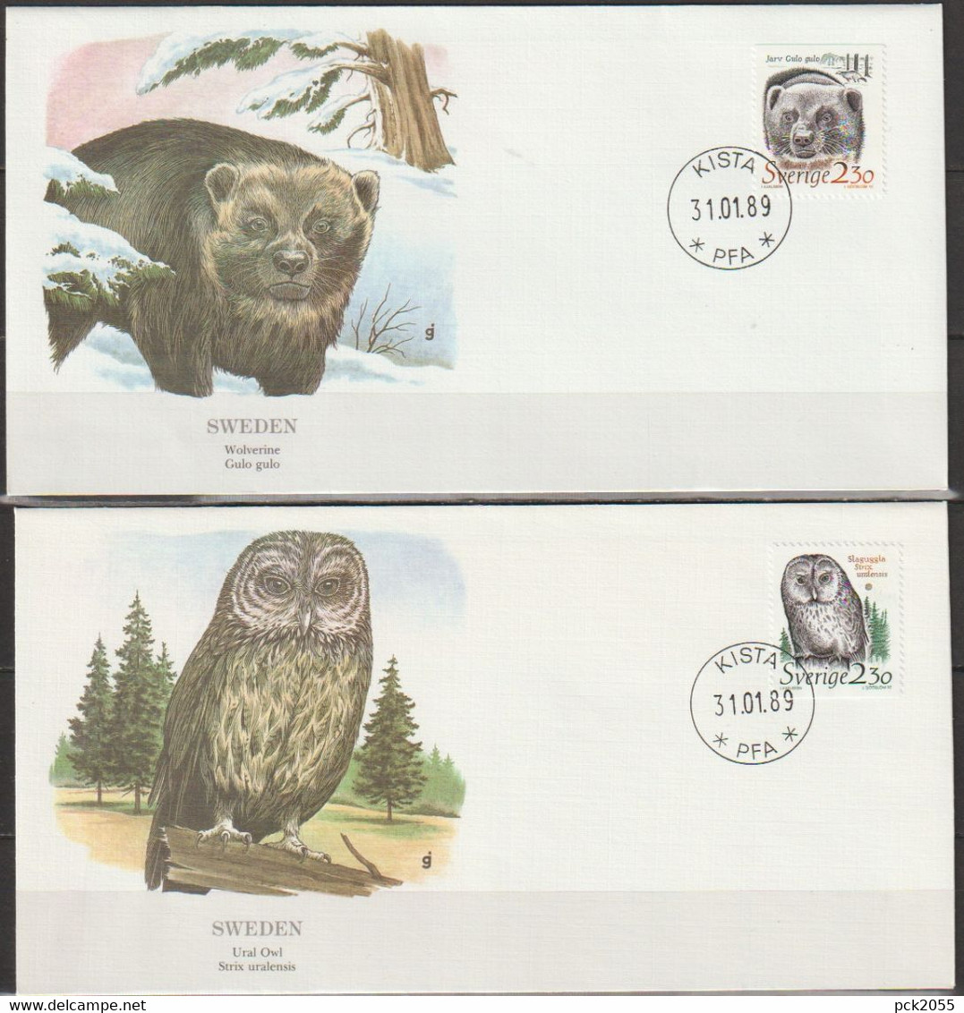 Schweden FDC 1989 Mi-Nr.1520 - 1521 Vielfraß, Habichtskauz ( D 5762) Günstige Versandkosten - FDC