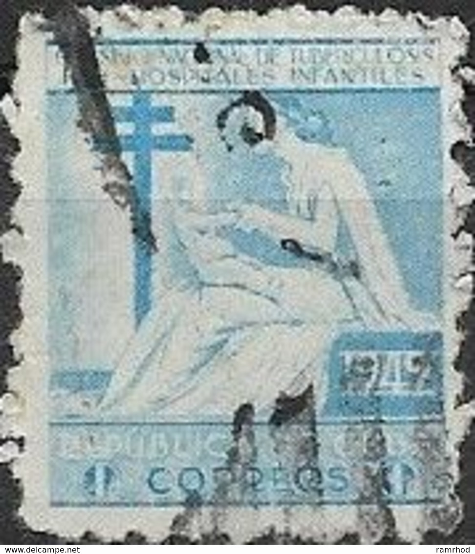 1949 Obligatory Tax. Anti-tuberculosis -Woman And Child - 1c - Blue AVU - Beneficenza