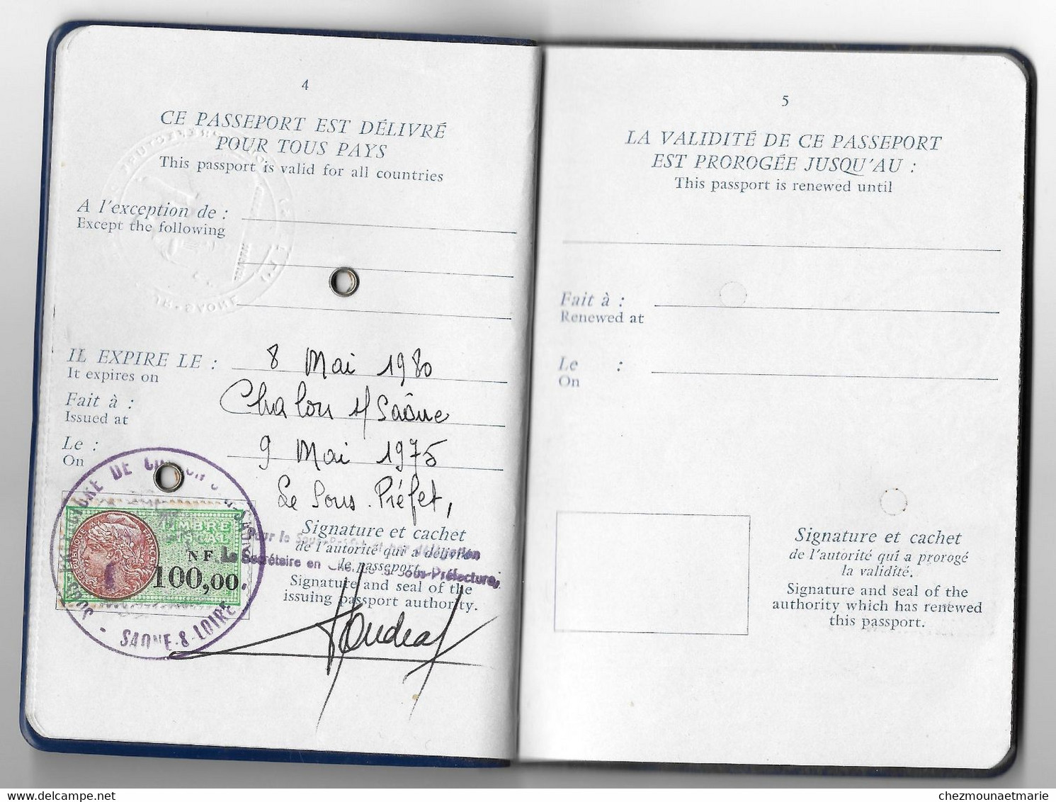 1975 SAINT DESERT (SAONE ET LOIRE) - HAUSER MARIE VEUVE PERNETTE - PASSEPORT - Documents Historiques