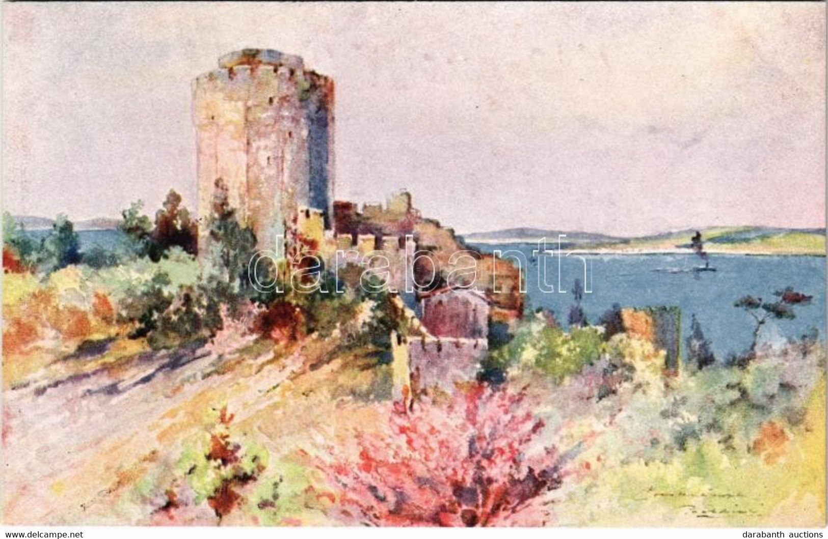 ** T2 Constantinople, Instanbul; Roumeli Hissar Castle, Fortress. Artist Signed - Non Classificati