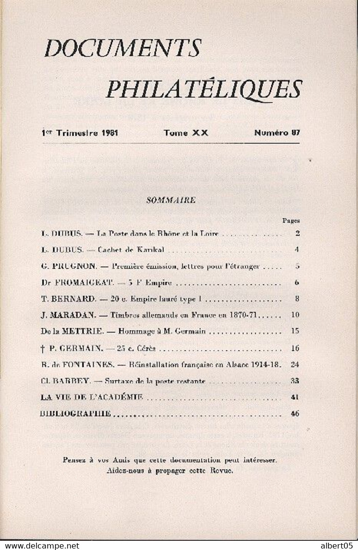 Revue De L'Académie De Philatélie - Documents Philatéliques N° 87 - Avec Sommaire - Philatelie Und Postgeschichte