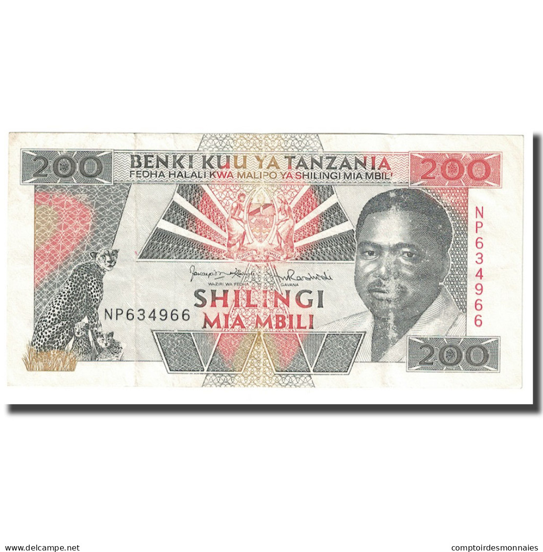 Billet, Tanzania, 200 Shilingi, Undated (1993), KM:25b, TTB - Tansania
