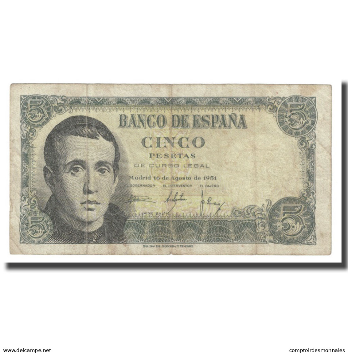 Billet, Espagne, 5 Pesetas, 1951, 1951-08-16, KM:140a, B+ - 5 Pesetas