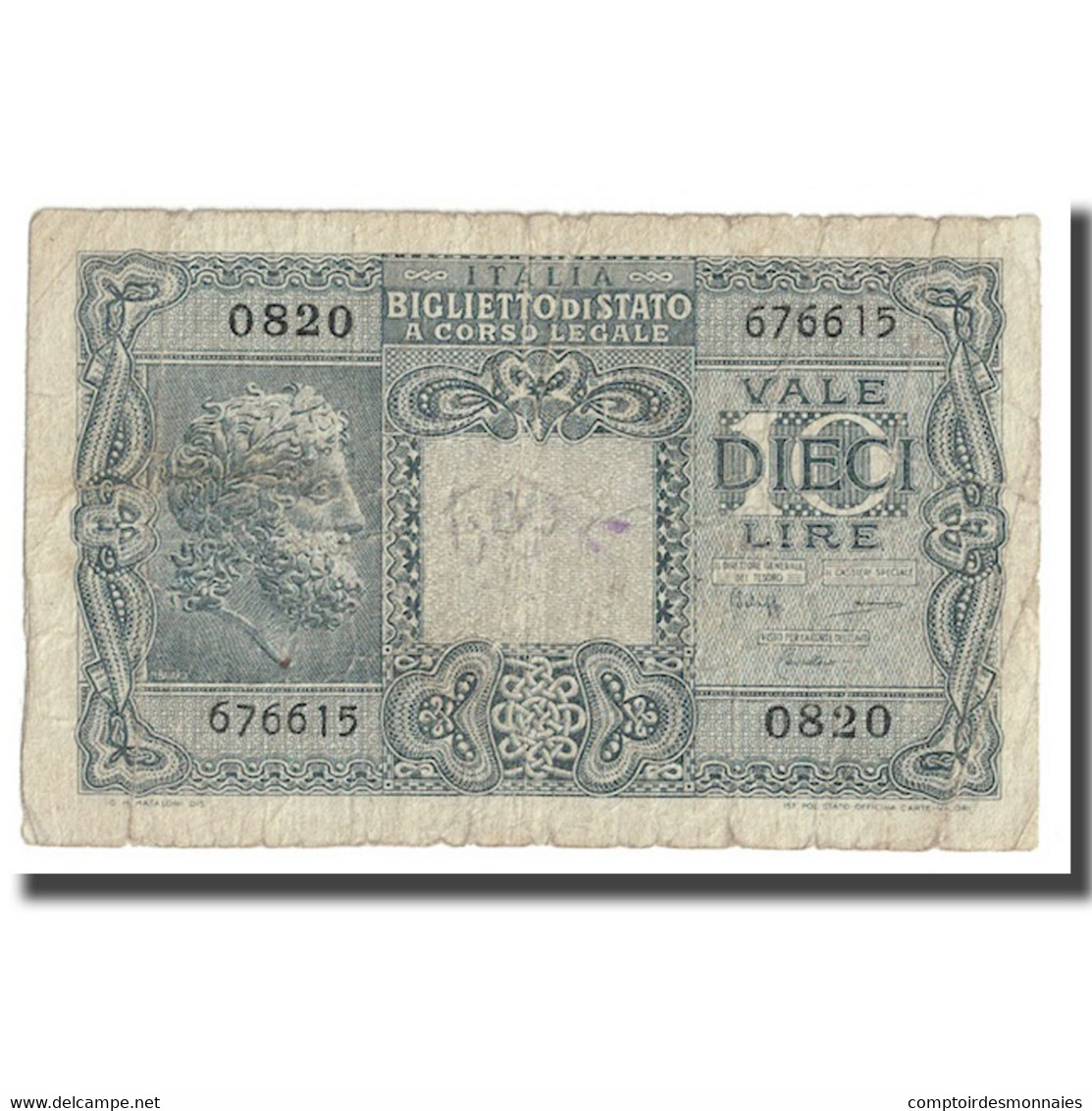 Billet, Italie, 10 Lire, 1944, 1944-11-23, KM:32c, B - Other & Unclassified