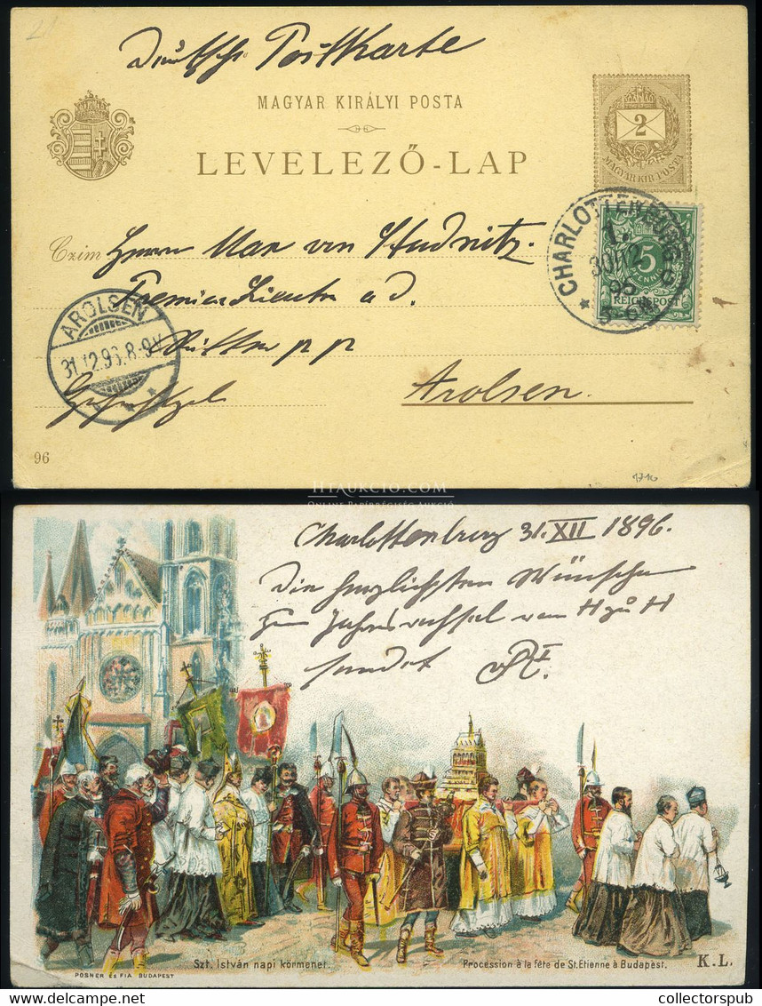 1896. Millenniumi 2Kr-os Díjjegyes Lap Németországban Felhasználva - Used Stamps