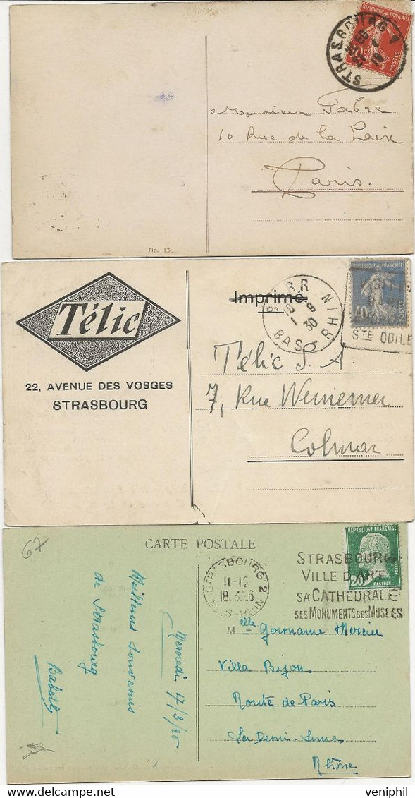LOT DE 5 CARTES OBLITERATIONS MULHAUSEN - BARR -STRASBOURG -BARR -1905 A 1930 - Covers & Documents