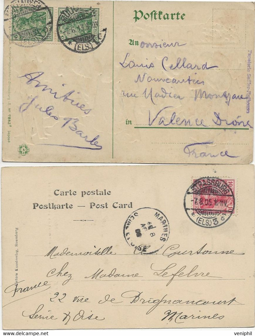 LOT DE 5 CARTES OBLITERATIONS MULHAUSEN - BARR -STRASBOURG -BARR -1905 A 1930 - Covers & Documents