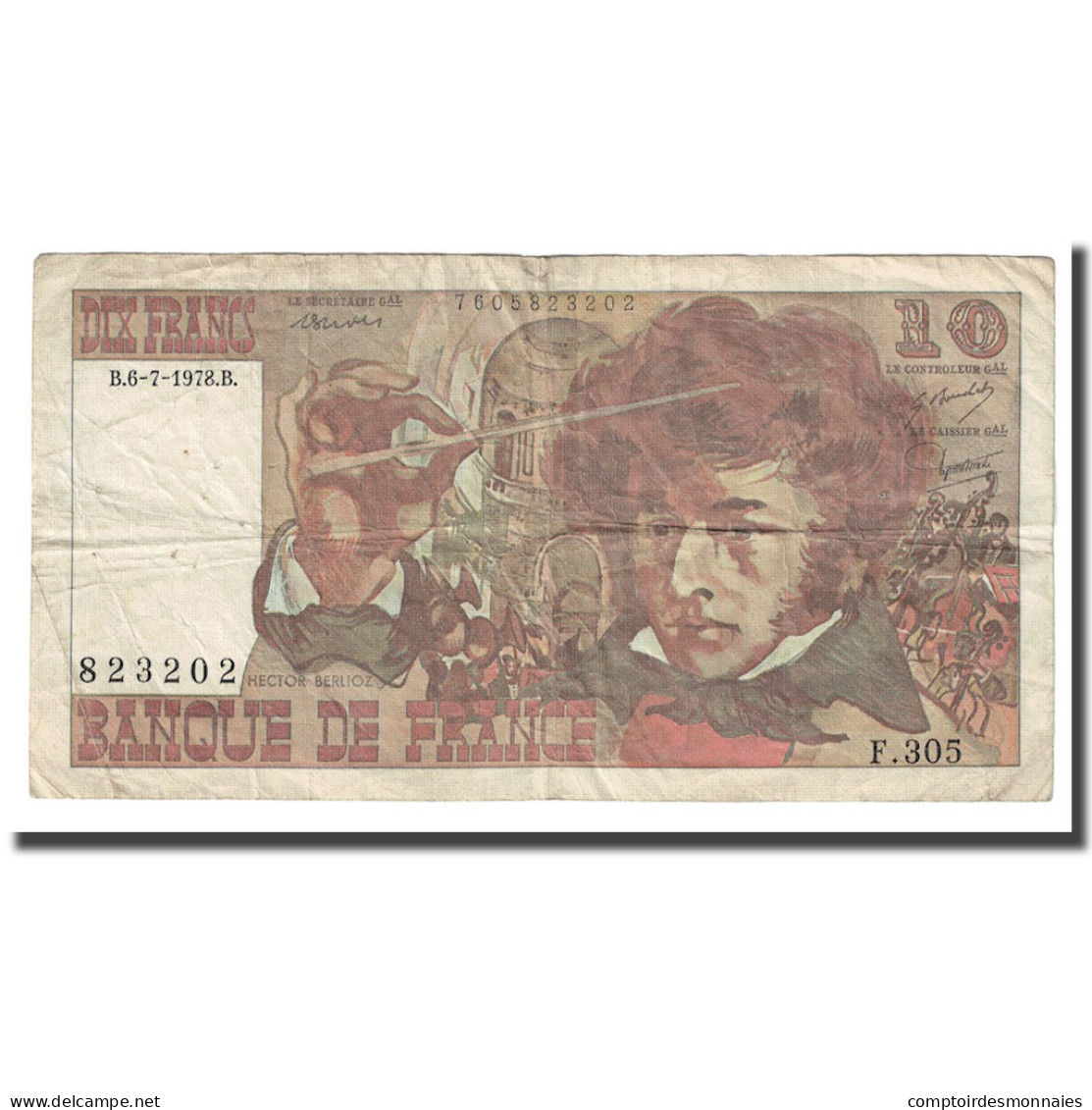 France, 10 Francs, Berlioz, 1978, 1978-07-06, B+, Fayette:63.24, KM:150c - 10 F 1972-1978 ''Berlioz''