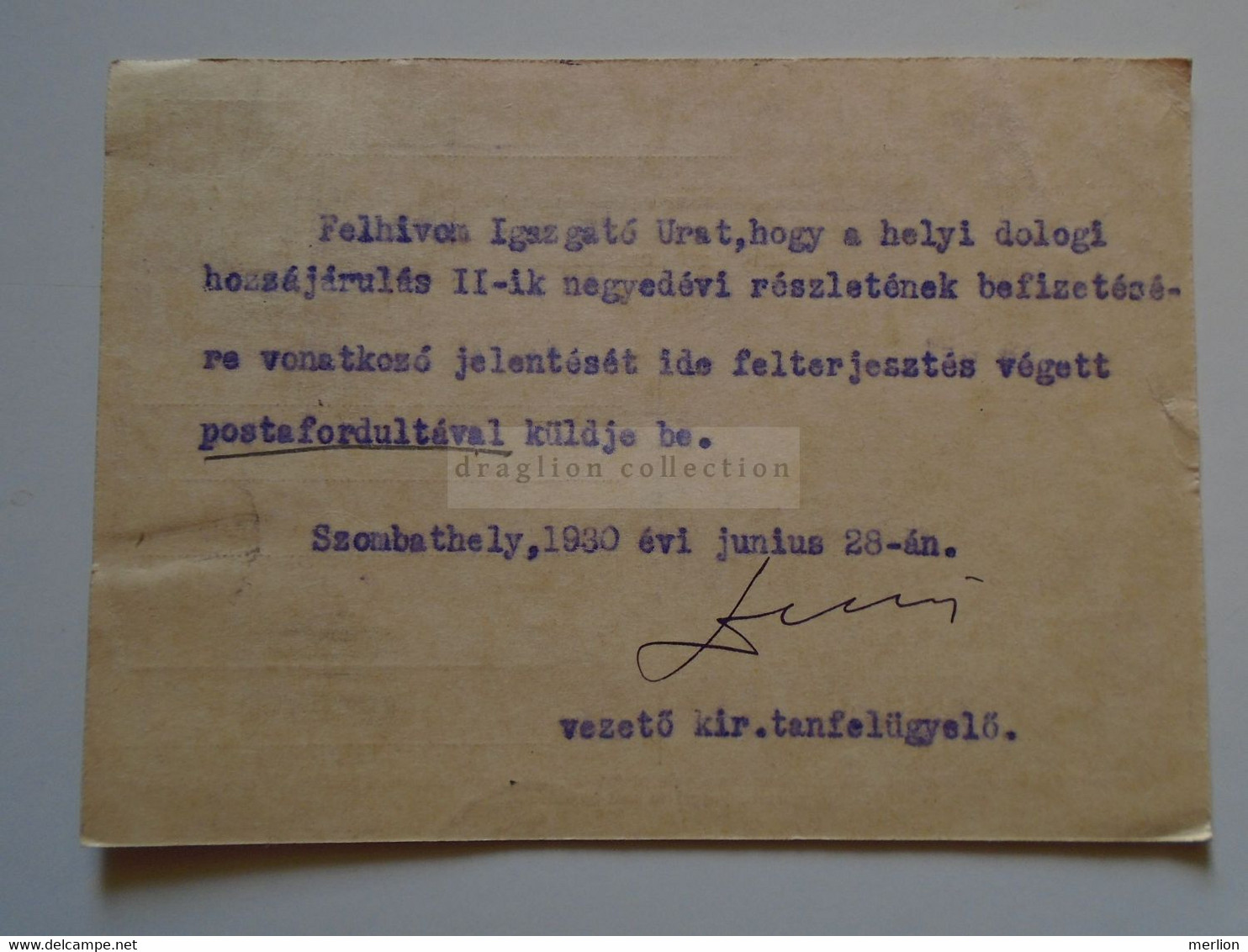 ZA343.38   Hungary  Uprated Postal Stationery  Cancel 1930  Szombathely Vas Vm. Kir. Tanf. Sent To SÁRVÁR - Other & Unclassified