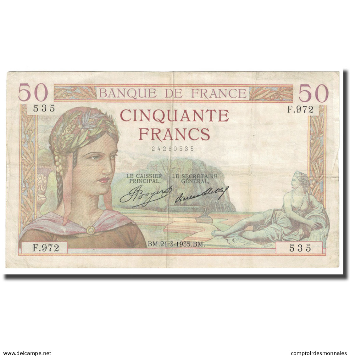 France, 50 Francs, Cérès, 1935, 1935-03-21, TB, Fayette:17.06, KM:81 - 50 F 1934-1940 ''Cérès''