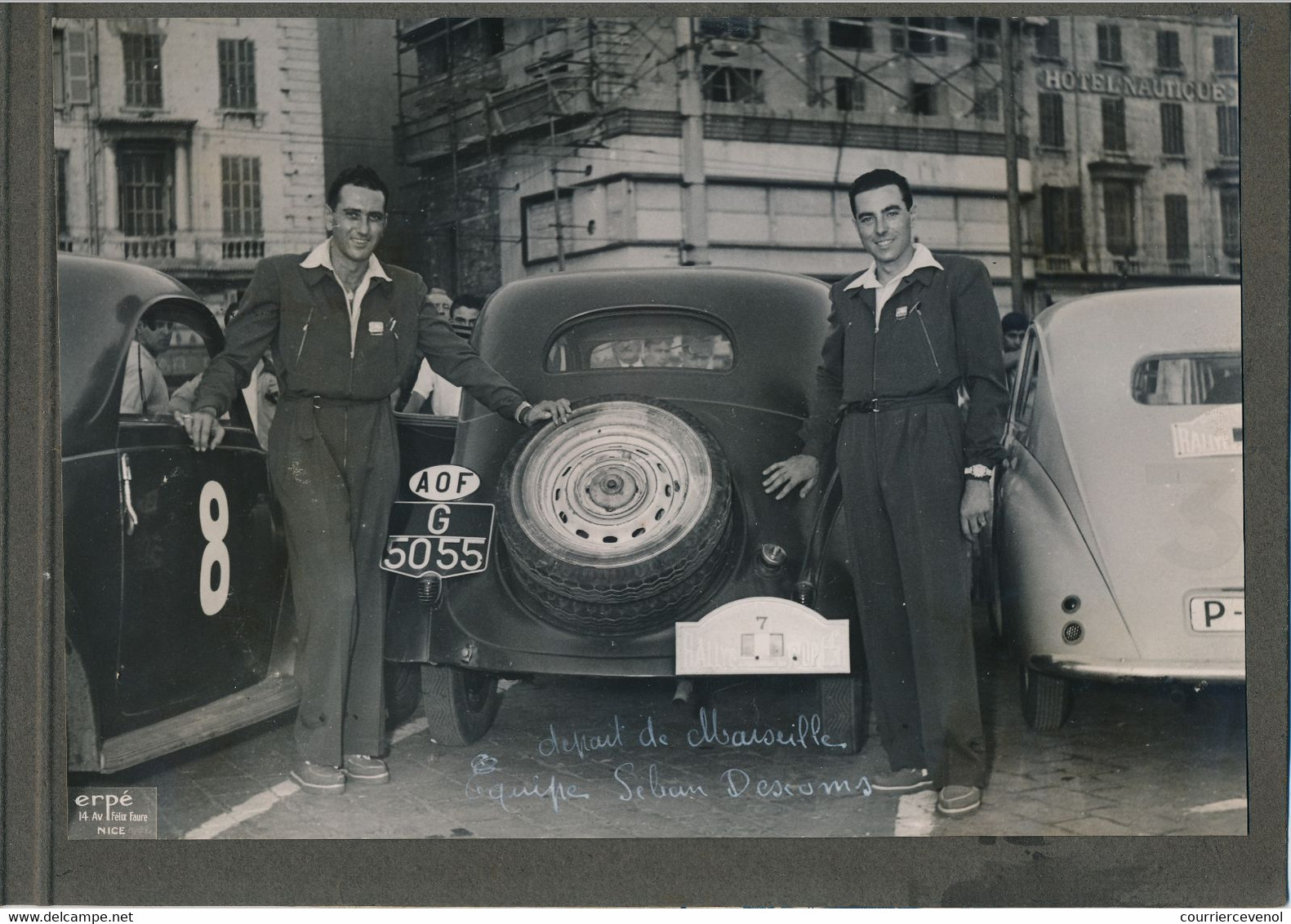 12eme Rallye Des Alpes 1949 - Equipe SEBAN DESCOMS - Départ MARSEILLE => 1er Arrivé NICE - Berline SIMCA 8 1949 - Auto's