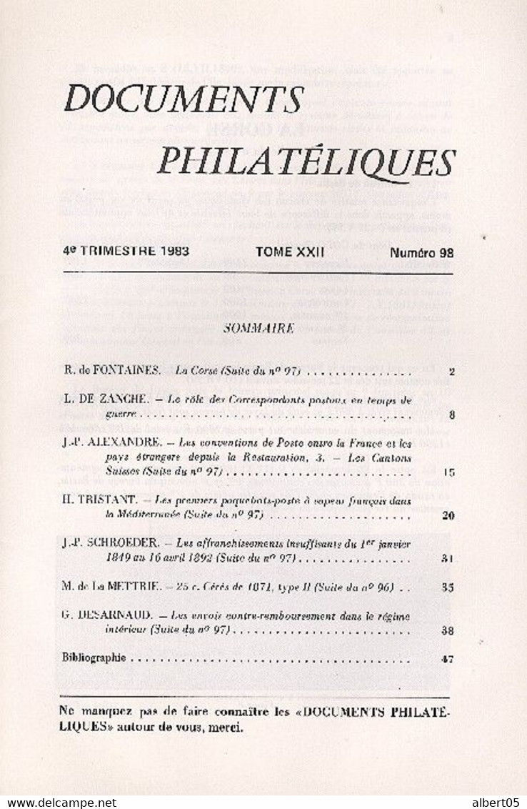 Revue De L'Académie De Philatélie - Documents Philatéliques N° 98 - Avec Sommaire - Filatelie En Postgeschiedenis