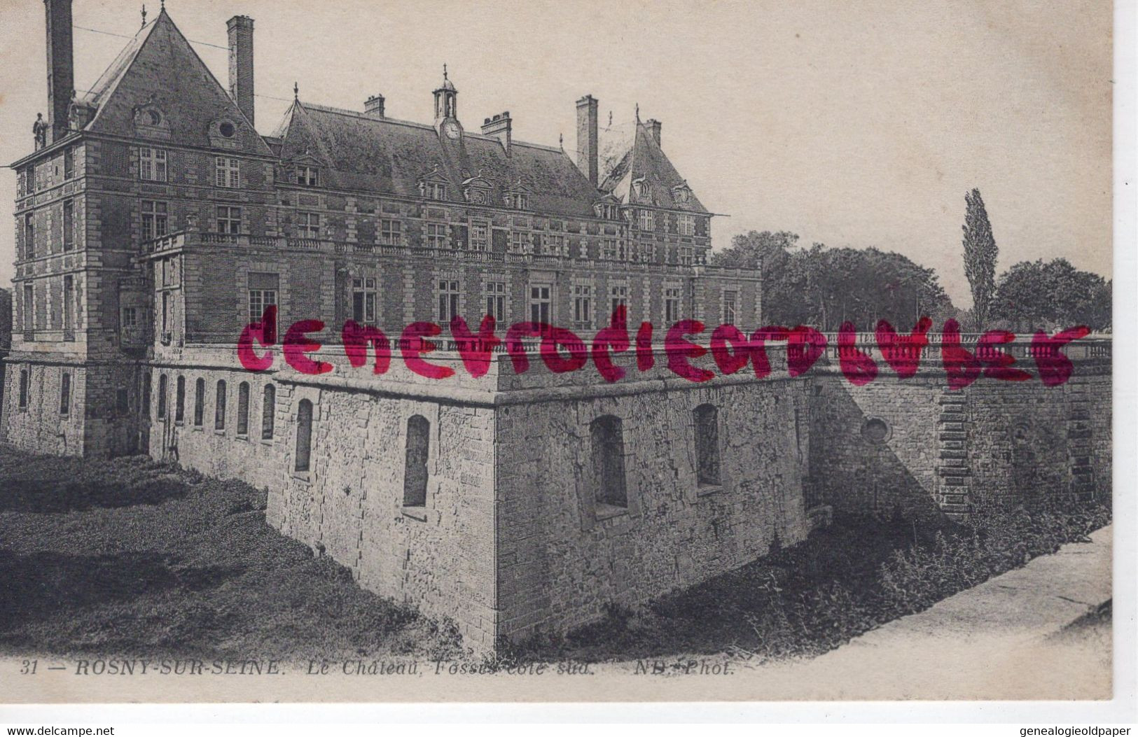 78- ROSNY SUR SEINE - LE CHATEAU  FOSSES COTE SUD -1916 - Rosny Sur Seine