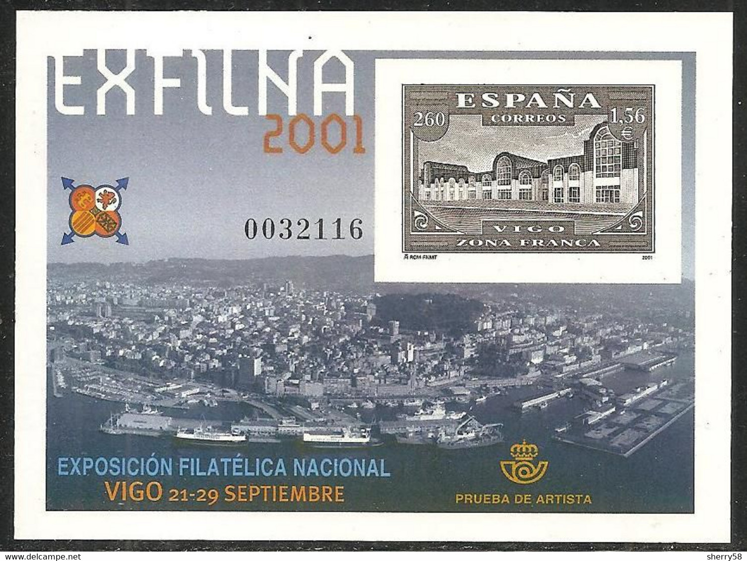 2001- PRUEBA Nº 75 -EXFILNA 2001 VIGO. CIUDAD Y PUERTO - Proofs & Reprints