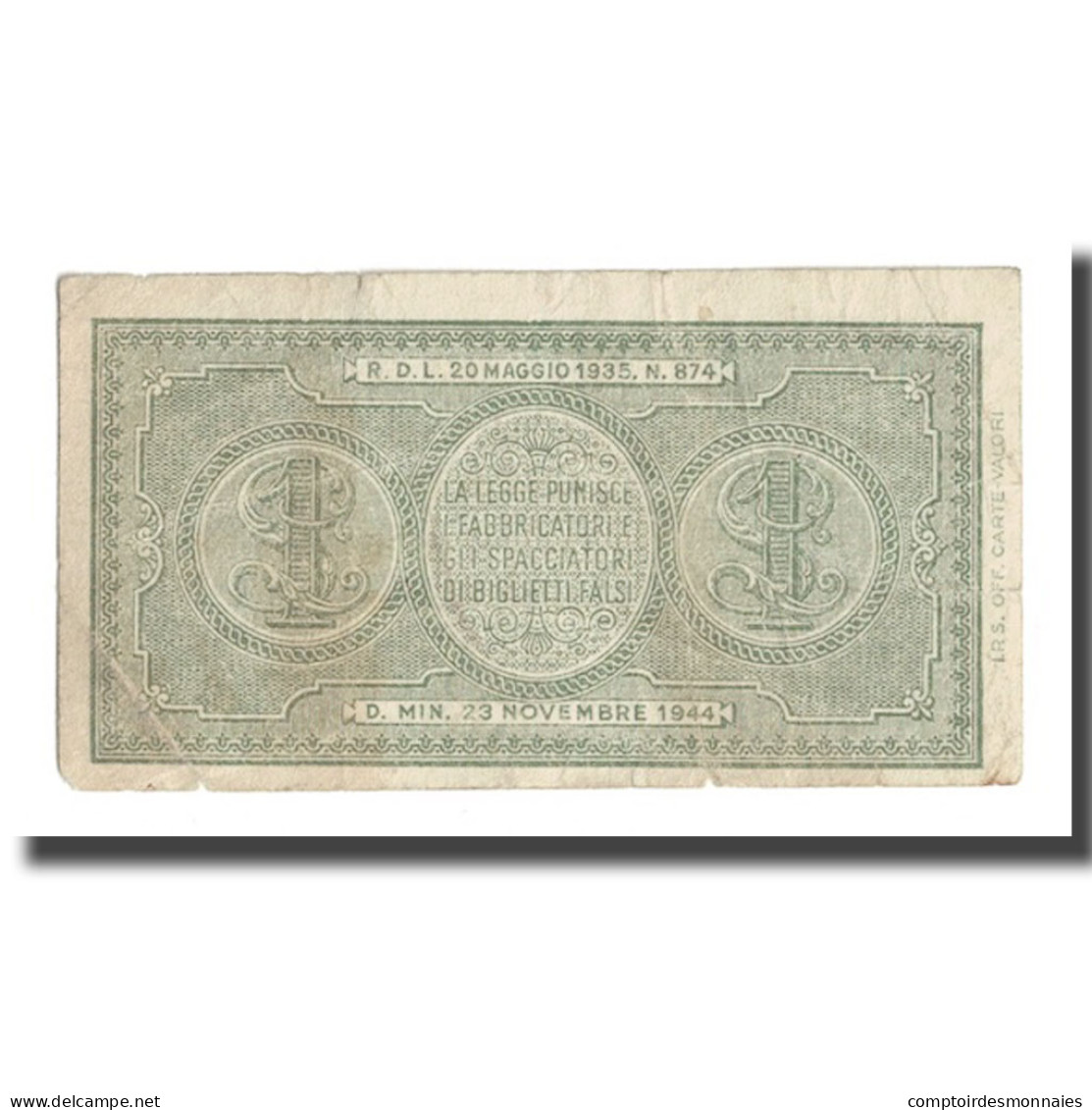 Billet, Italie, 1 Lira, 1944, 1944-11-23, KM:29a, TB+ - Regno D'Italia – 1 Lira