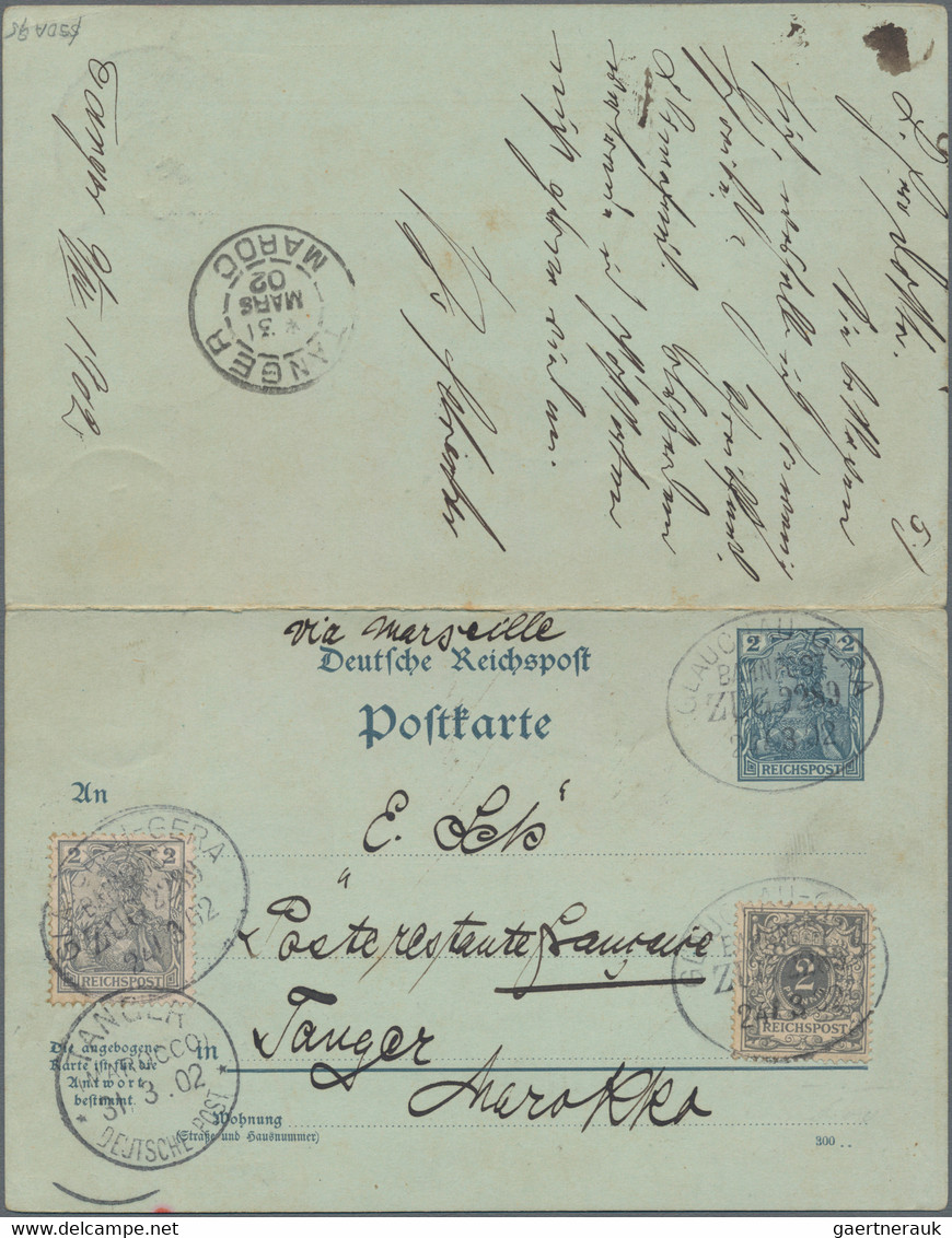 Deutsche Post In Marokko - Besonderheiten: 1902 (24.3.), Bahnpoststempel "GLAUCHAU-GERA ZUG 2289" Au - Maroc (bureaux)