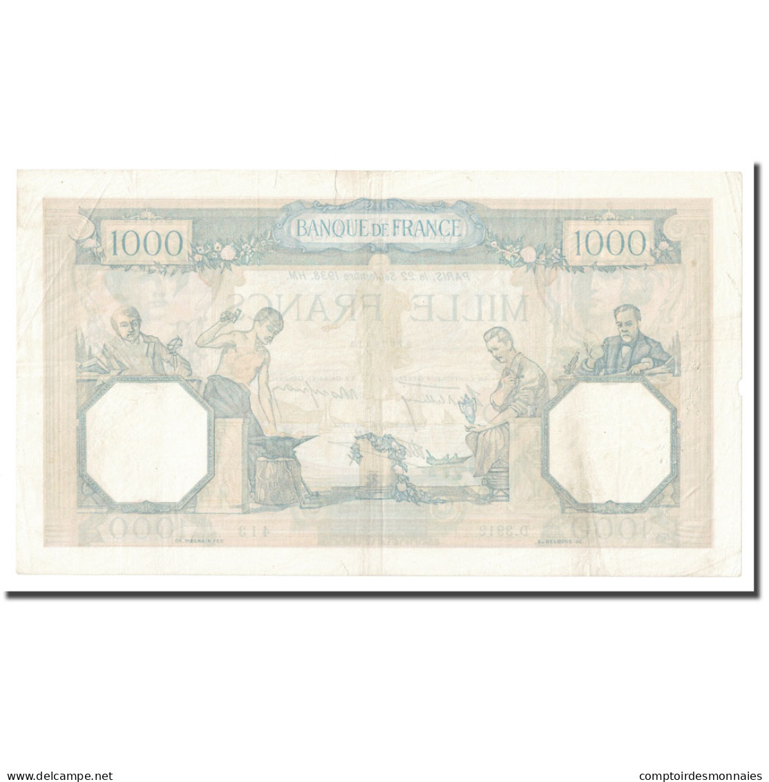 France, 1000 Francs, Cérès Et Mercure, 1938, 1938-09-22, SUP, Fayette:38.27 - 1 000 F 1927-1940 ''Cérès Et Mercure''