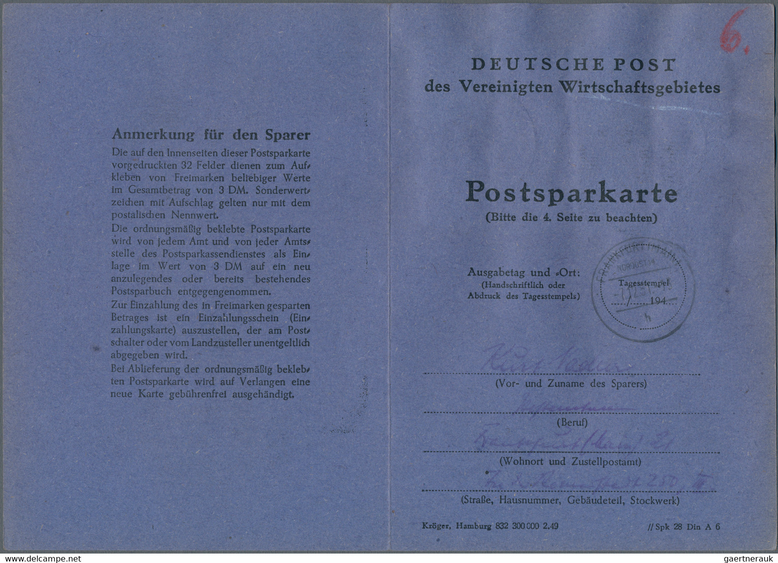 Bizone: 1951, POSTBETRUG: Marken Der Bautenserie Auf Postsparkarte, Frankiert Mit Dem Höchstbetrag V - Other & Unclassified