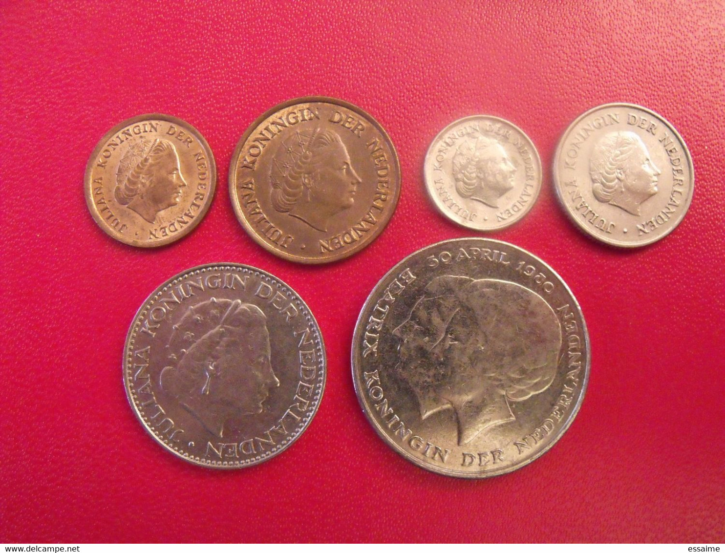 Pays-bas Netherland Nederland. Lot De 6 Pièces : 1, 5, 10, 25 Cents. 1, 2,5 Gulden. 1950/1980 - Other & Unclassified