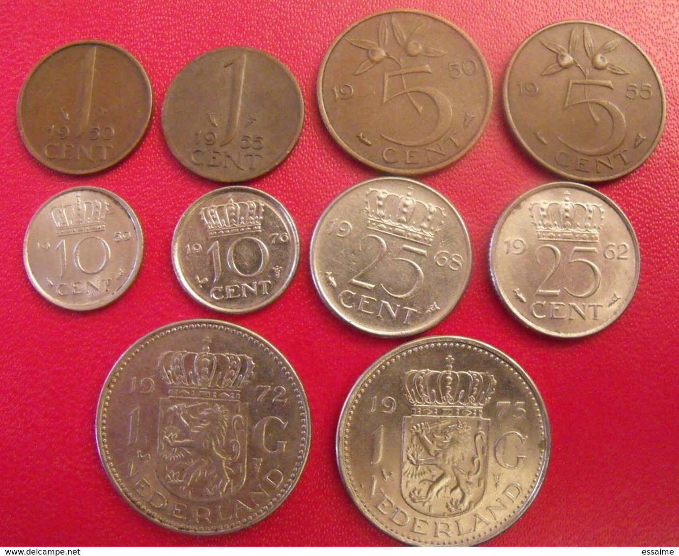 Pays-bas Netherland Nederland. Lot De 10 Pièces : 1, 5, 10, 25 Cents. 1 Gulden. 1950/1973 - 1948-1980 : Juliana