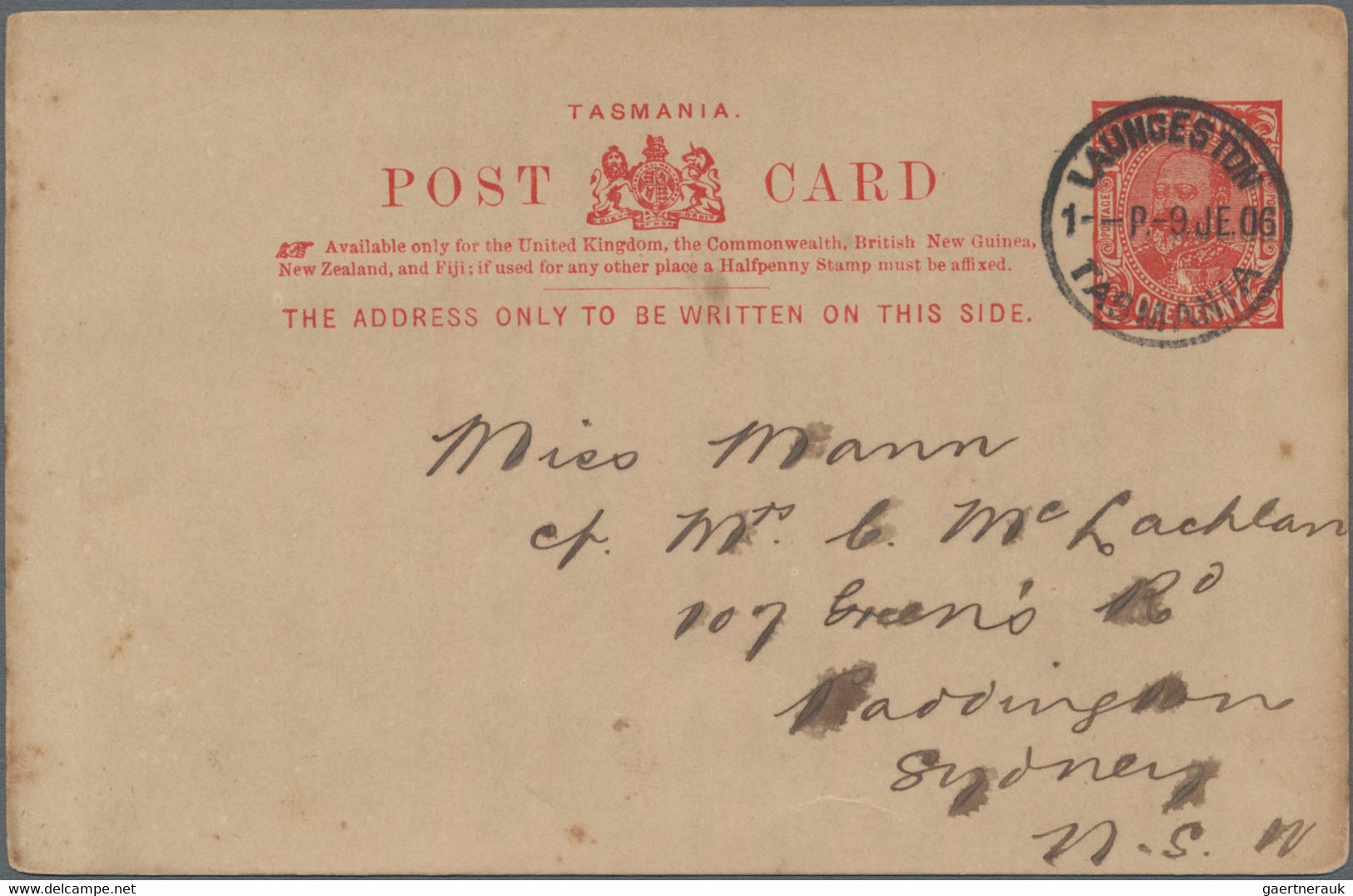 Tasmanien - Ganzsachen: 1900/1912 ca., collection with ca.20 mostly used postal stationery cards and