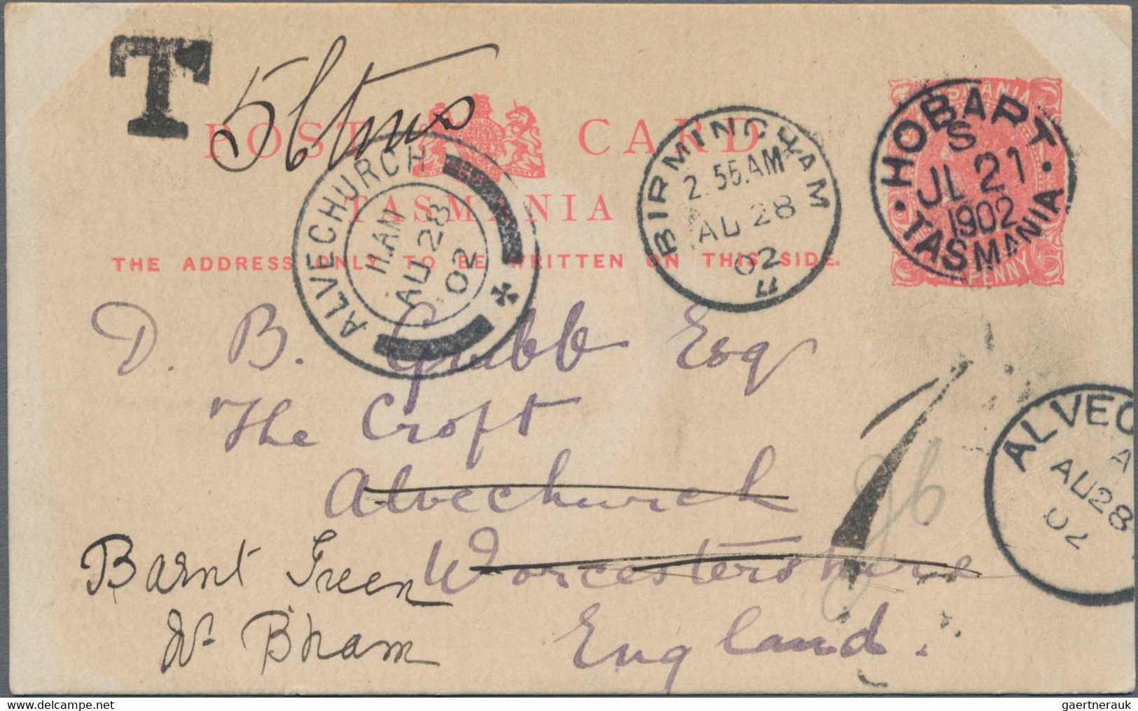 Tasmanien - Ganzsachen: 1900/1912 ca., collection with ca.20 mostly used postal stationery cards and