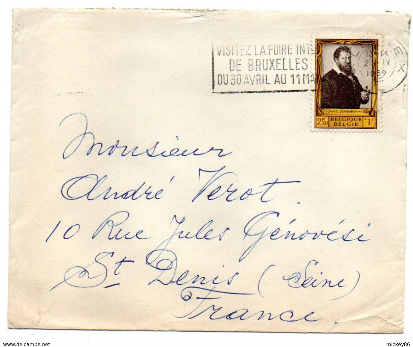 Belgique --1959--Lettre De LIEGE Pour St DENIS-93(France) Timbre Seul Sur Lettre...cachets Foire Bruxelles..à Saisir - Covers & Documents