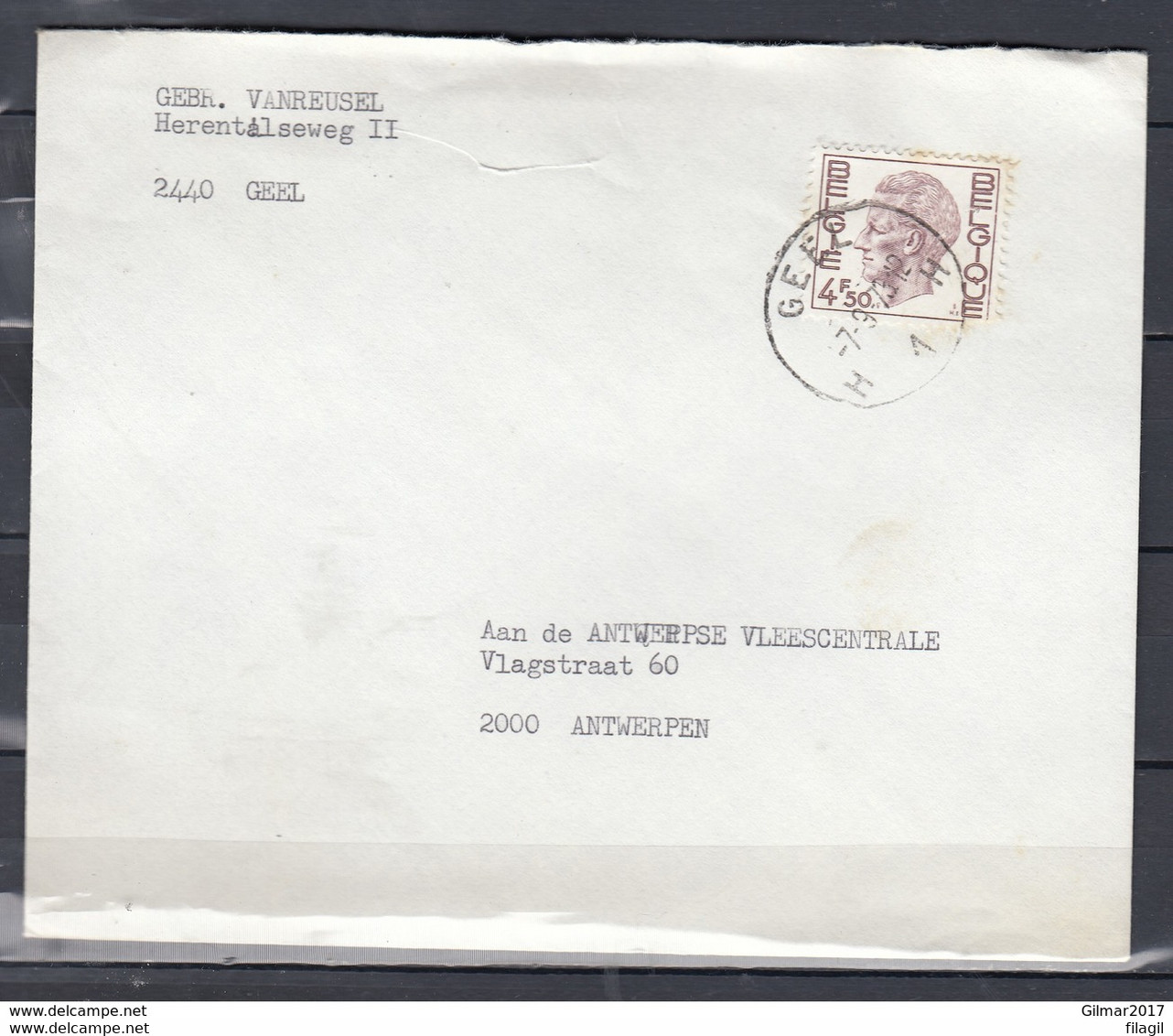 Brief Van Geel H1H Naar Antwerpen - 1970-1980 Elström