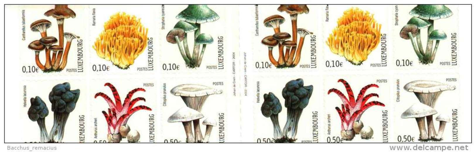 Luxembourg Carnet De Timbres-Poste Autocollants (6x0,50 Et 6x0,10 Euro) Champignons Pilze Mushrooms 2004 - Postzegelboekjes