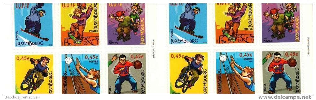 Luxembourg Carnet De Timbres-Poste Autocollants (6x0,07 + 6x0,45 Euro) Fun Sports By Timo Wuerz 2002 - Postzegelboekjes