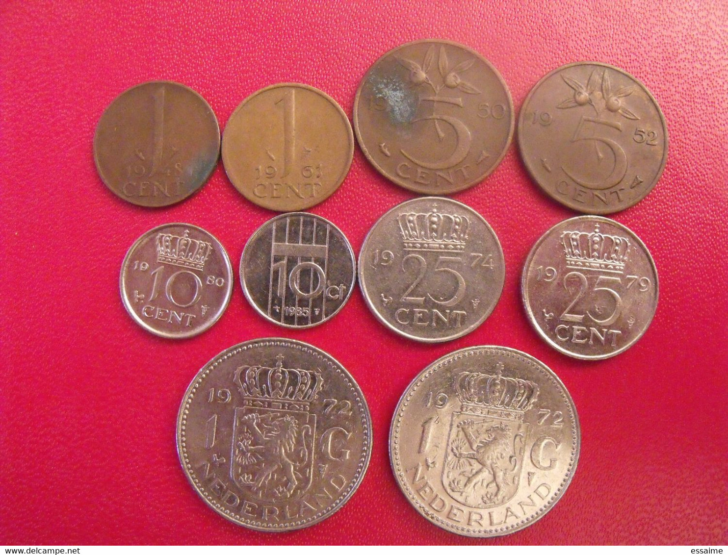 Pays-bas Netherland Nederland. Lot De 10 Pièces : 1, 5, 10, 25 Cents. 1 Gulden. 1948/1985 - 1948-1980: Juliana