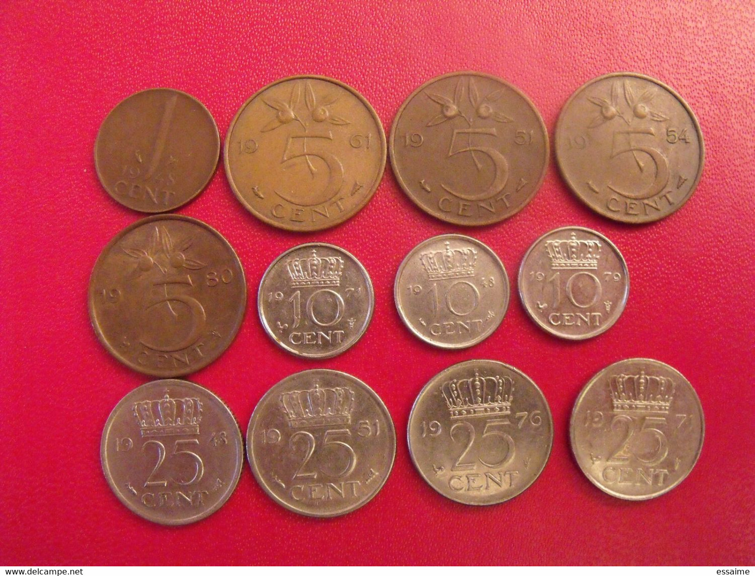 Pays-bas Netherland Nederland. Lot De 12 Pièces : 1, 5, 10, 25 Cents. 1948/1980 - 1948-1980: Juliana