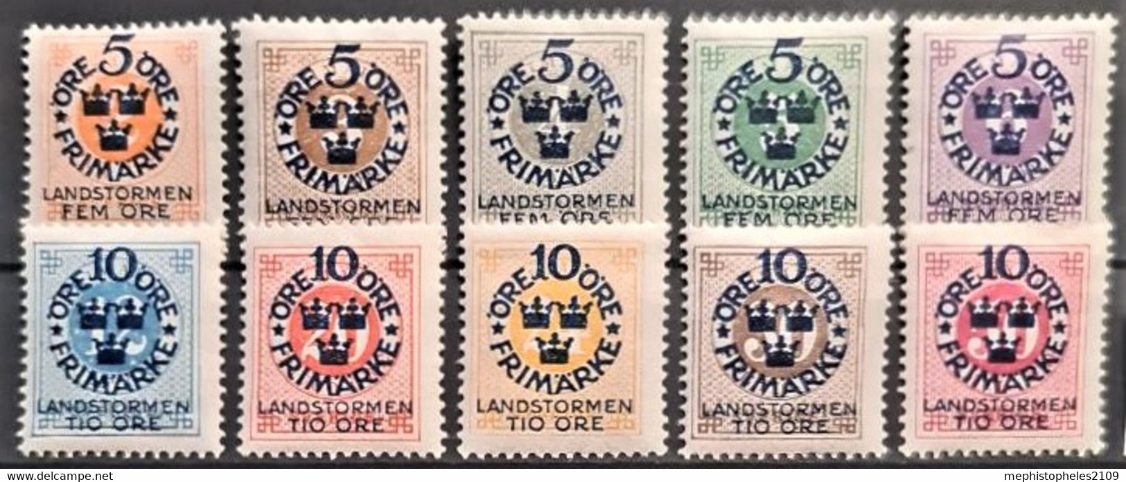 SWEDEN 1916 - MLH - Sc# B12-B21 - Complete Set! - Landstormen - Ungebraucht