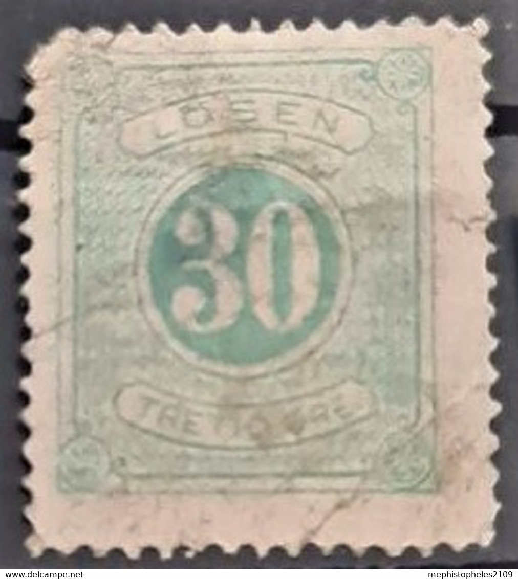 SWEDEN 1874 - Canceled - Sc# J9 - Postage Due 30o - Perf. 14 - Impuestos