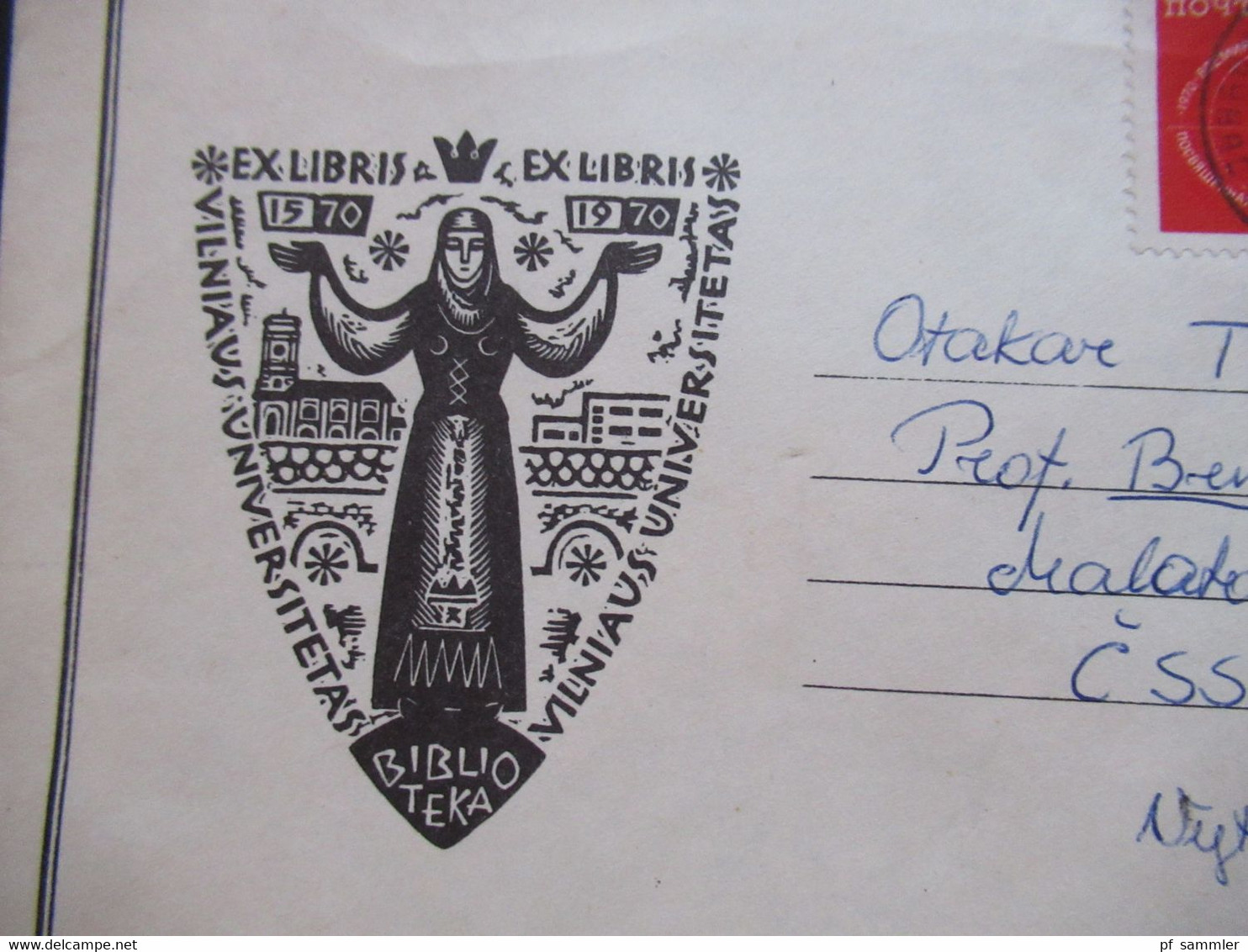 UdSSR / Litauen 1970 Sonderumschlag Ex Libris Vilniaus Universitetas Aus Kaunas In Die CSSR Gesendet - Briefe U. Dokumente