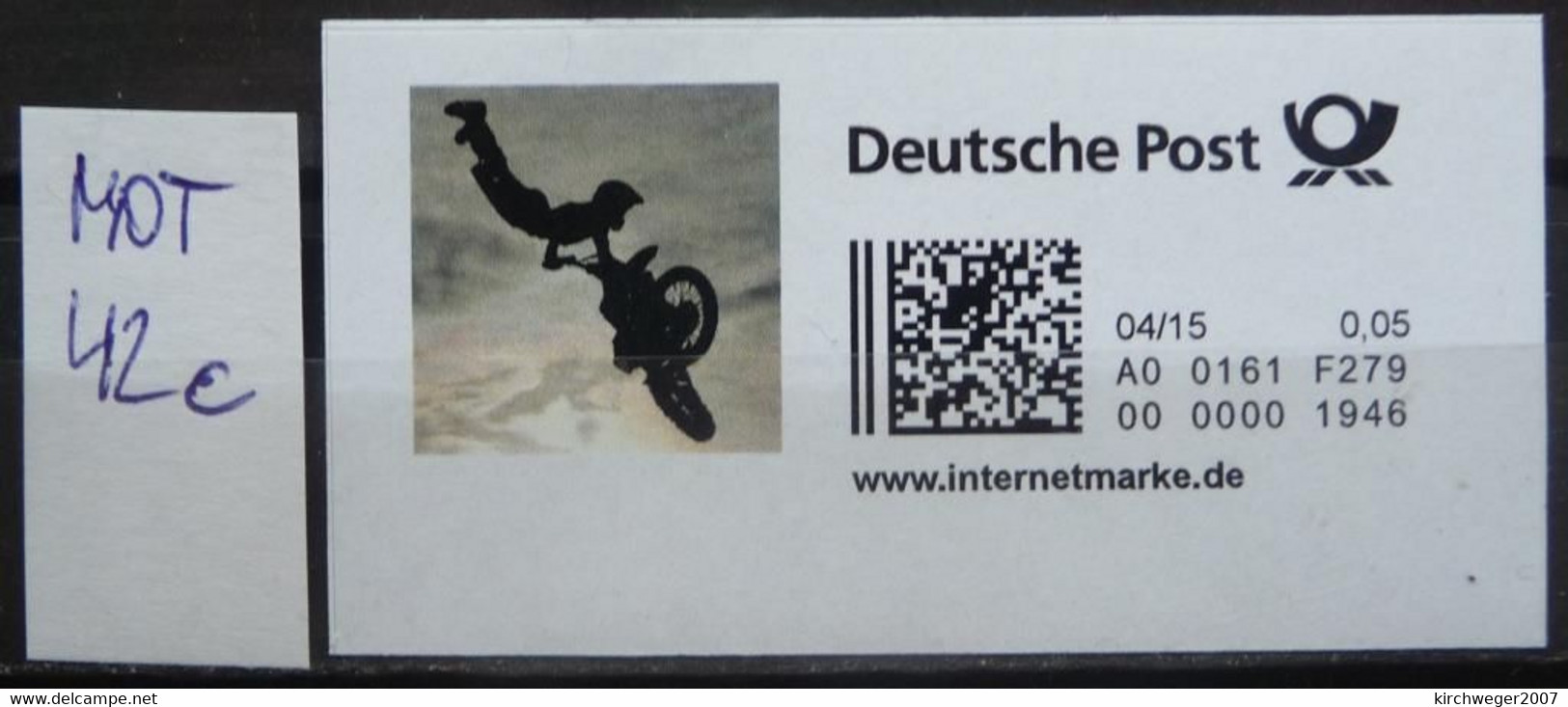 Lot Motorrad 42c German Internet-stamp M-Cross Freerider German Internet-stamp Unused Showing A Moto Cross Rider Jumping - Moto