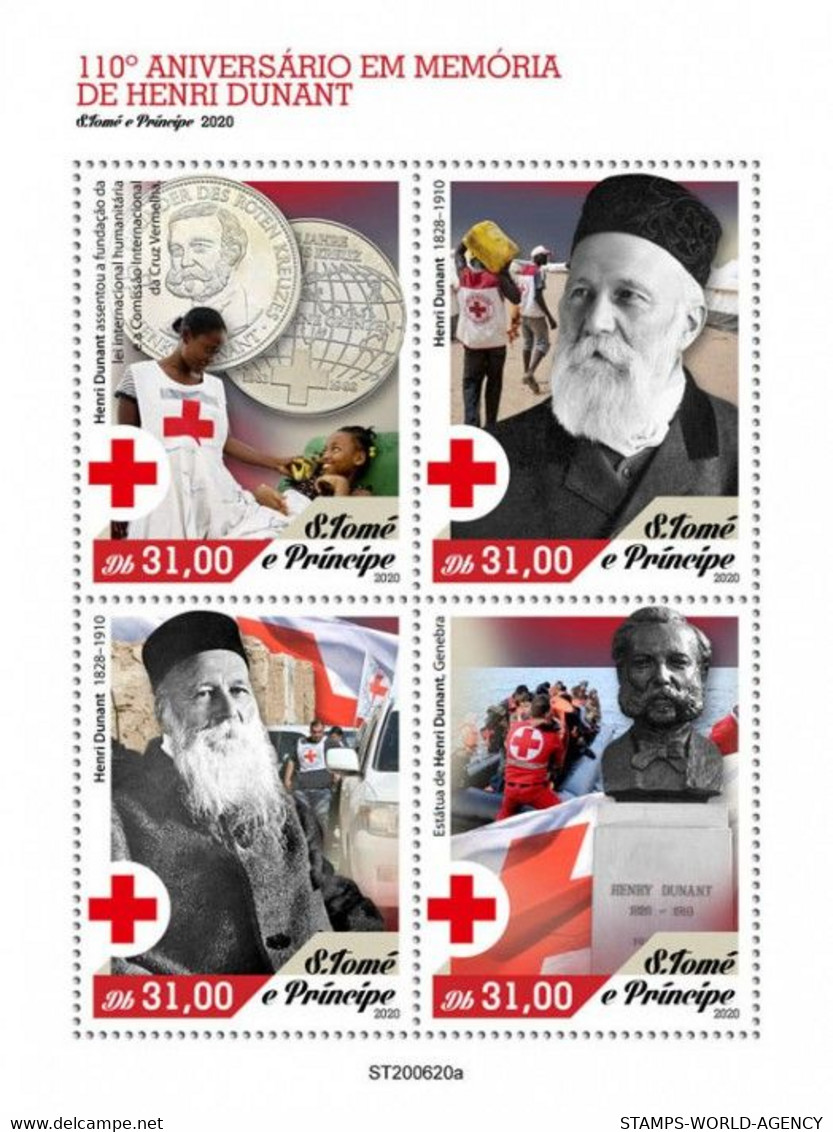 2020-10- SAO TOME-  HENRI DUNANT RED CROSS       4V  MNH** - Henry Dunant