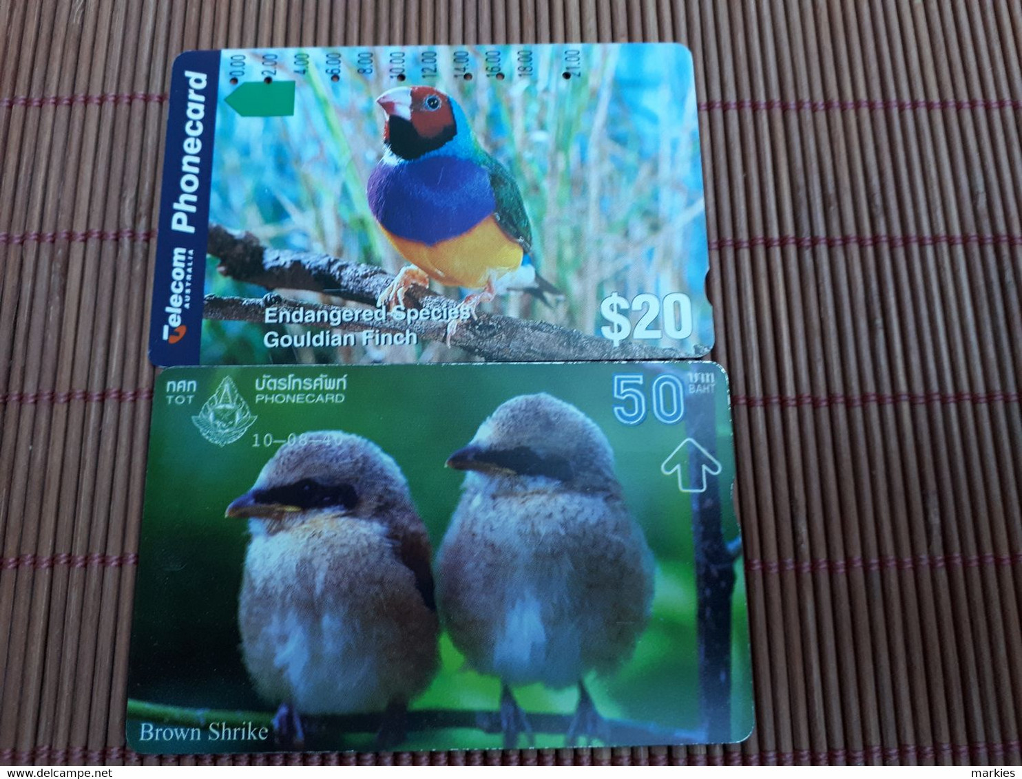 2 Phonecards Birds Used - Passereaux