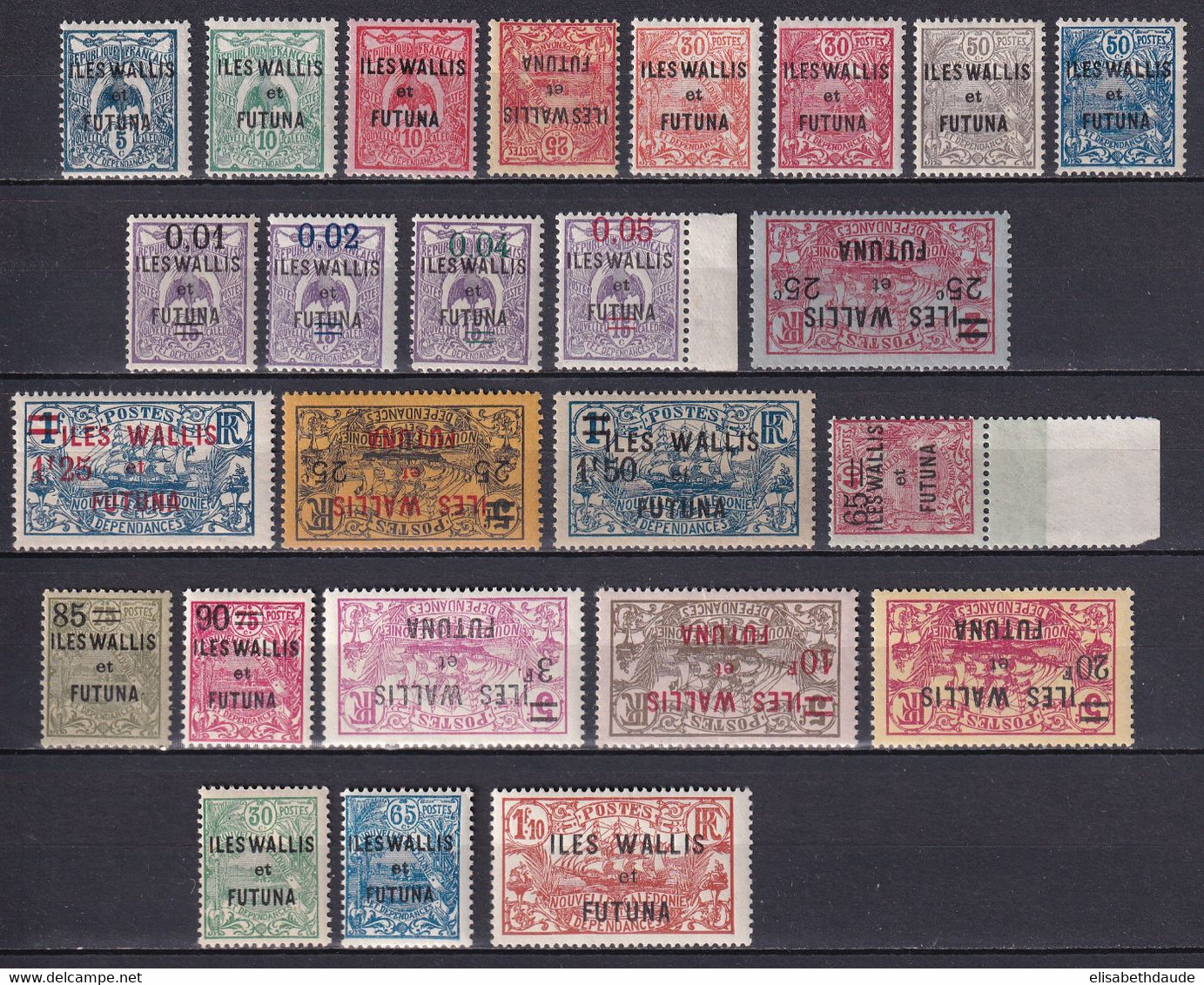 WALLIS ET FUTUNA - 1922/1927 - YVERT N°18/42 ** MNH (QUELQUES * MLH RETOURNES) - COTE = 195 EUR - Unused Stamps