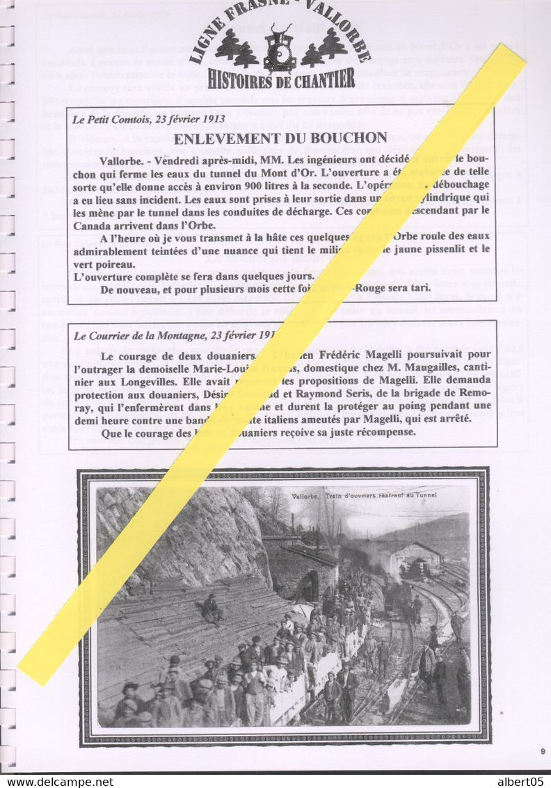 Fascicule N° 11 Ligne Frasne-Vallorbe - Histoires De Chantiers - Année 1913 - Ouvrages D'Art