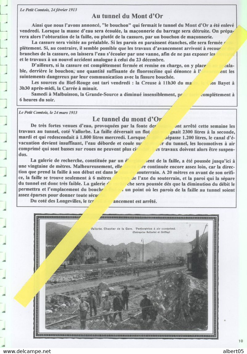 Fascicule N° 11 Ligne Frasne-Vallorbe - Histoires De Chantiers - Année 1913 - Ouvrages D'Art